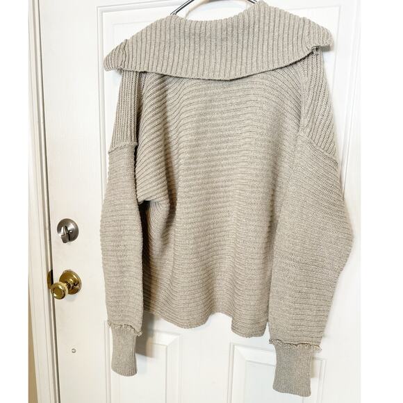Free People Marlie Oversized Pullover Sweater Rib Knit Beige Women's Size Small - Picture 4 of 6